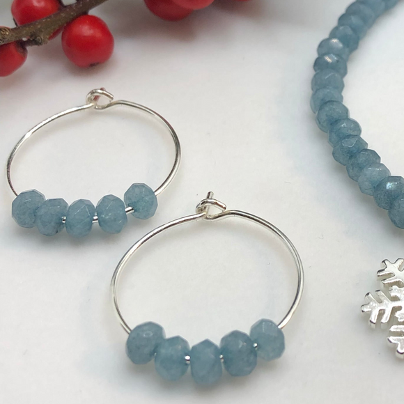 Øreringer i sølv 925 med Aquamarine