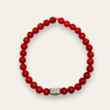 Armbånd Red Bamboo Coral med sølvfarget hjerte cz