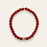 Armbånd Red Bamboo Coral med gullfarget hjerte cz