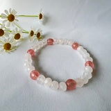 Armbånd med Rosenkvarts og rosa Agat, fasetterte steiner