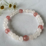 Armbånd med Rosenkvarts og rosa Agat, fasetterte steiner