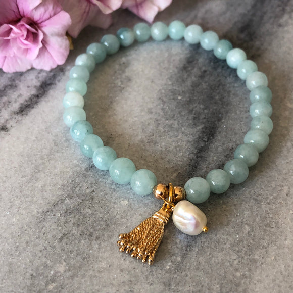Amazonitt Ferskvannsperle charms