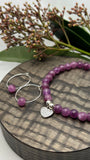 Armbånd Lepidolite med sølvfarget hjerte charms cubic zircon